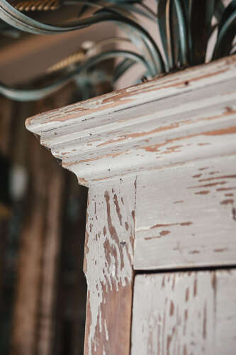 19th century French painted pine wardrobe
