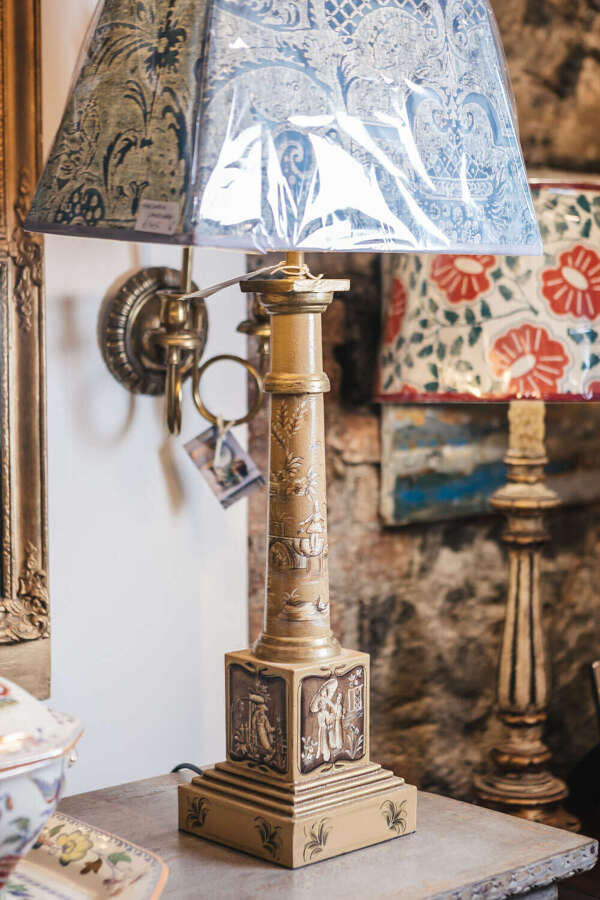 Pair of 20th century toleware table lamp bases