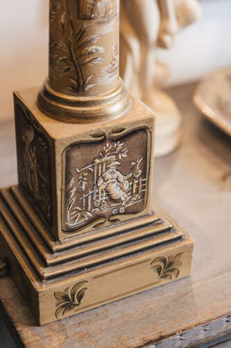 Pair of 20th century toleware table lamp bases