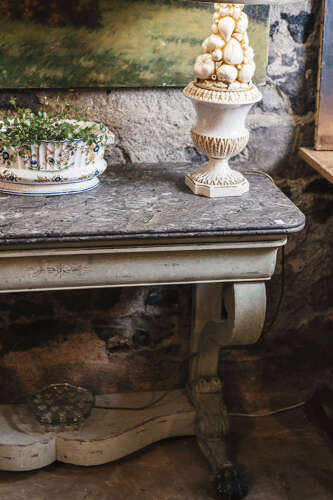 19th century painted marble top console table