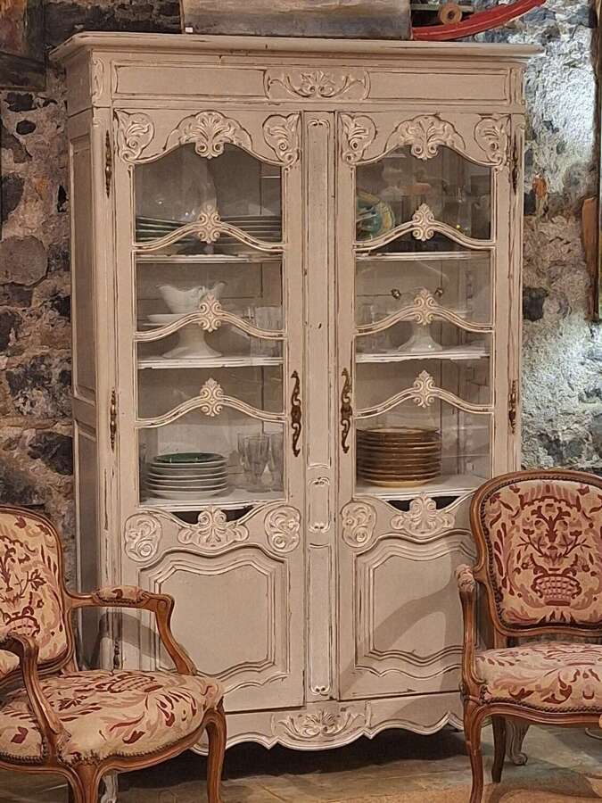 Painted French Louis XV style display cabinet